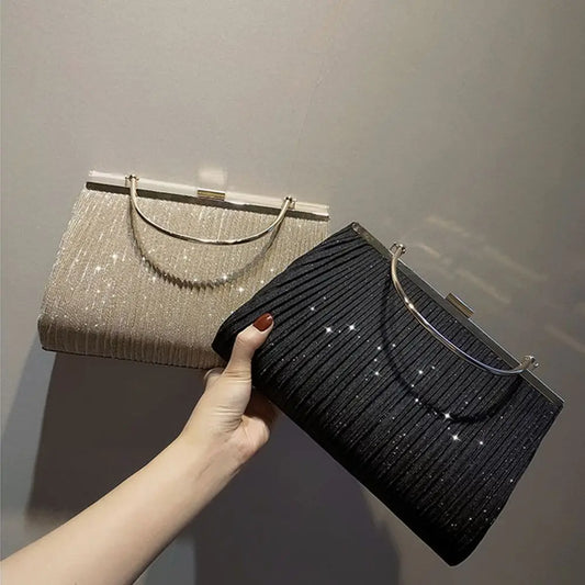 Hot Sale Luxury Moon Handbag | Apricot Evening Clutch Bag Party Chain Shoulder Bag | Female Sequin Wedding Purse Handbag for Women Luxegan