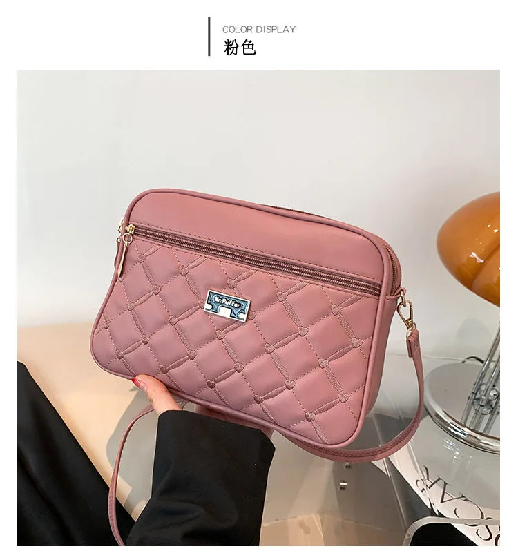Women's New Cross Border Foreign Trade Lingge PU Crossbody Bag | Versatile Small Messenger Bag & One Shoulder Square Handbag Luxegan