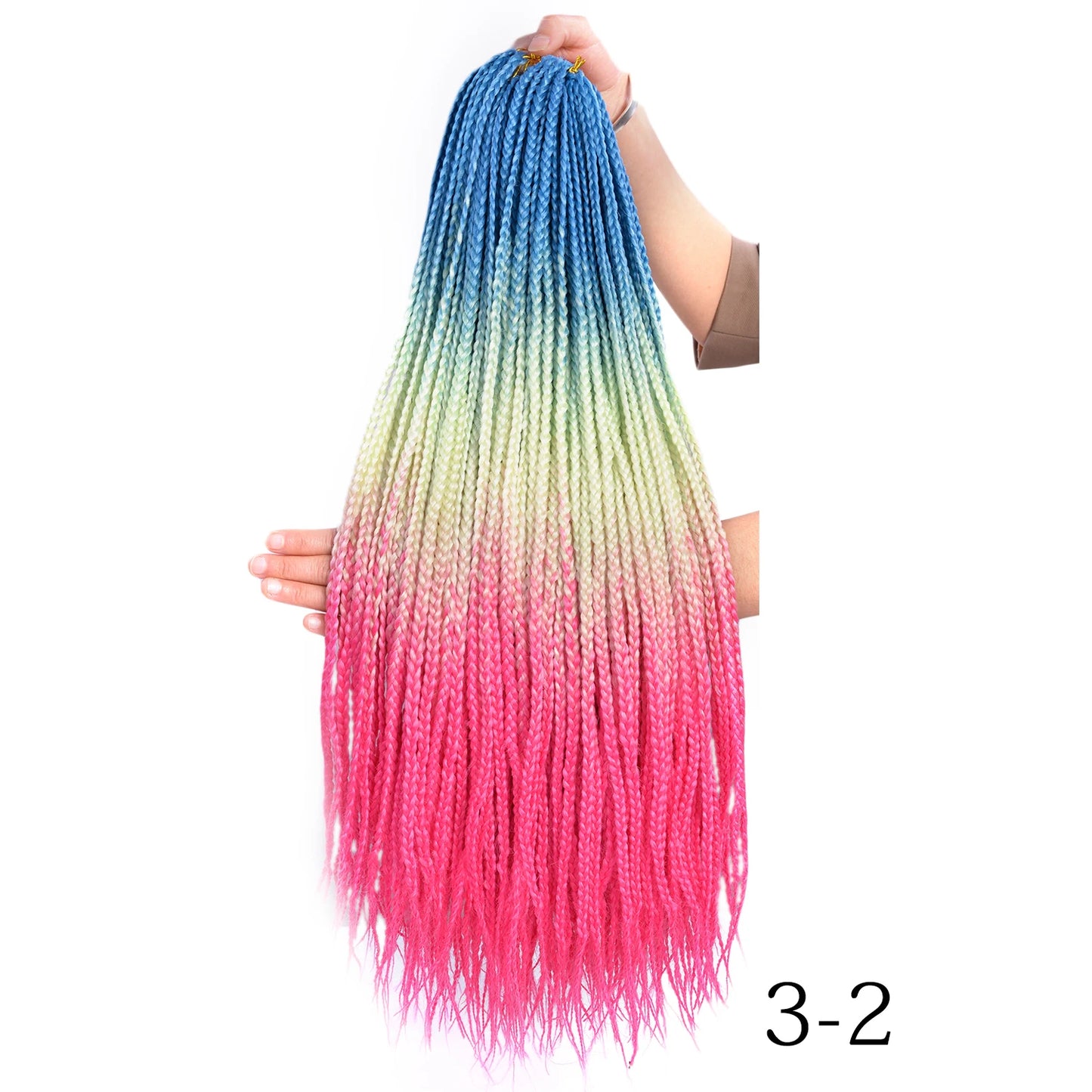 24-Inch Long Ombre Box Braids Crochet Hair - Pre-Looped Synthetic Braiding Hair Extensions - High Temperature Fiber 22 Strands/Pack Piano Color Crochet Braids for Women & Girls (27 Colors Available)