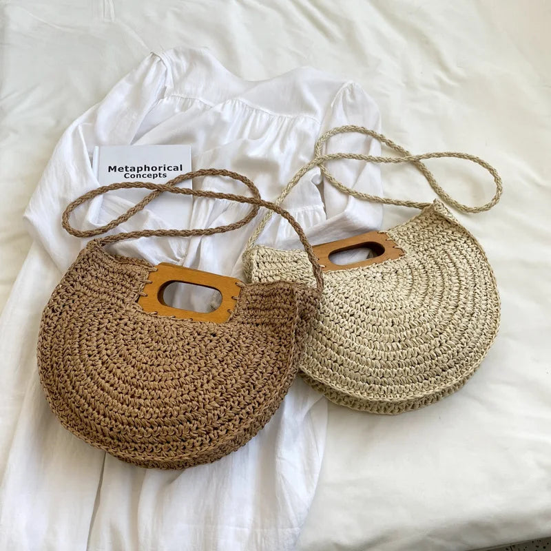 Designer Woven Straw Tote | Large Capacity Beach & Shopper Bag Luxegan