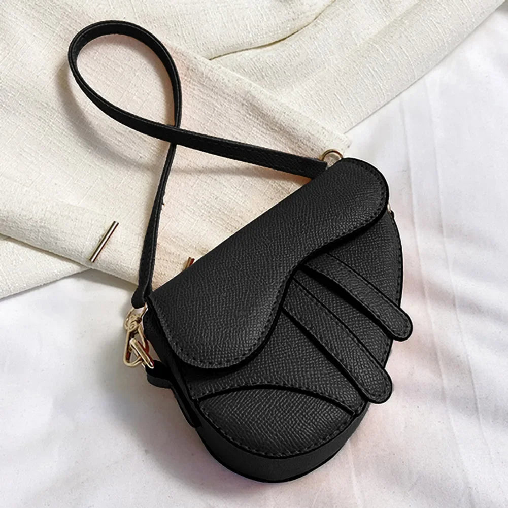 Women’s Denim Pattern Saddle Bag | Sophisticated Contrasting Color Splicing Messenger | Elegant Designer Underarm & Crossbody Handbag | "Dignified" Soft Polyester Satchel for Versatile Trend Styling Luxegan