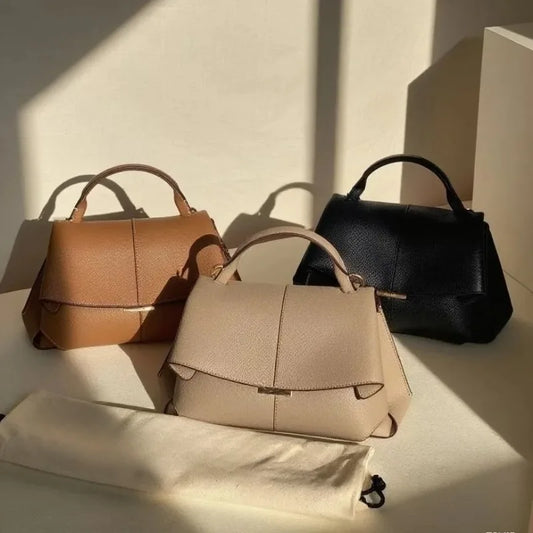 High-Quality Ladies Pleated Handbag | Noble Texture Faux Leather Square Satchel | Elegant Inclined Style Crossbody & Shoulder Bag Luxegan