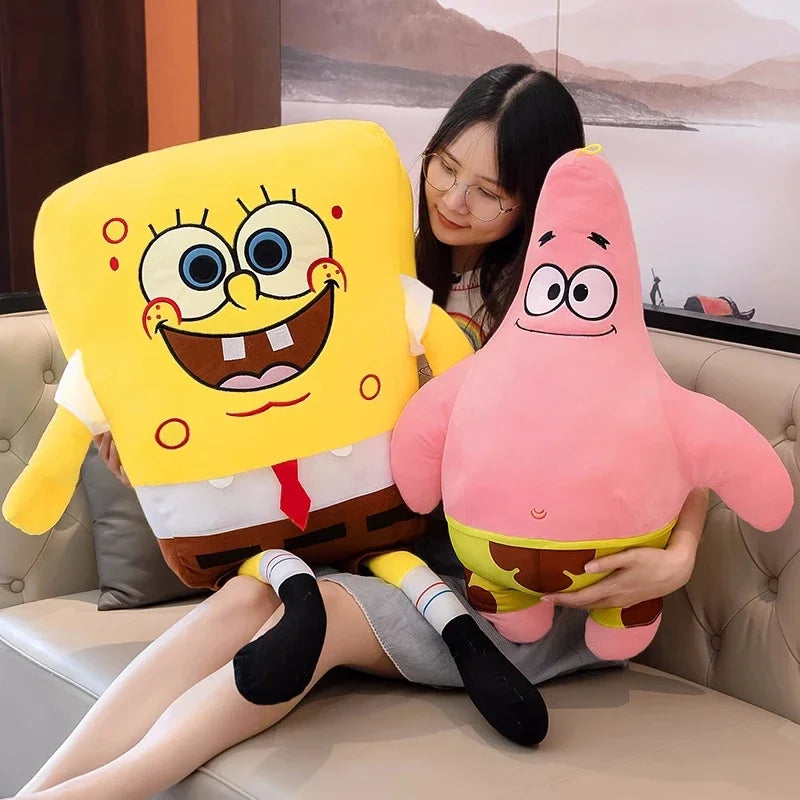 Big Size SpongeBob & Patrick Star Hug Pillow | Sophisticated "Cartoon Anime" Cushion Silhouette | Elegant Handmade Kawaii Room Decor | "Dignified" High-Performance Plush Soft Pillow for Radiant Versatile Styling Luxegan
