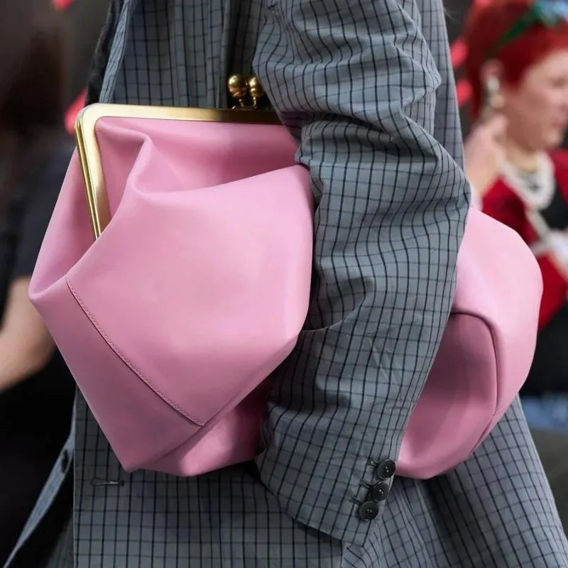 Branded Irregular Shell Shoulder Bag | Sophisticated "Large Capacity" Silhouette | Elegant Exquisite Clip Clutch | "Dignified" High-Performance PU Essential for Radiant Versatile Styling Luxegan