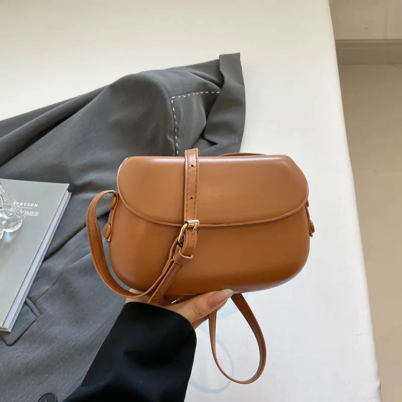 Women's Small Messenger Bag | Solid PU Leather Shiny Shoulder Bag & Saddle Purse - view 16
