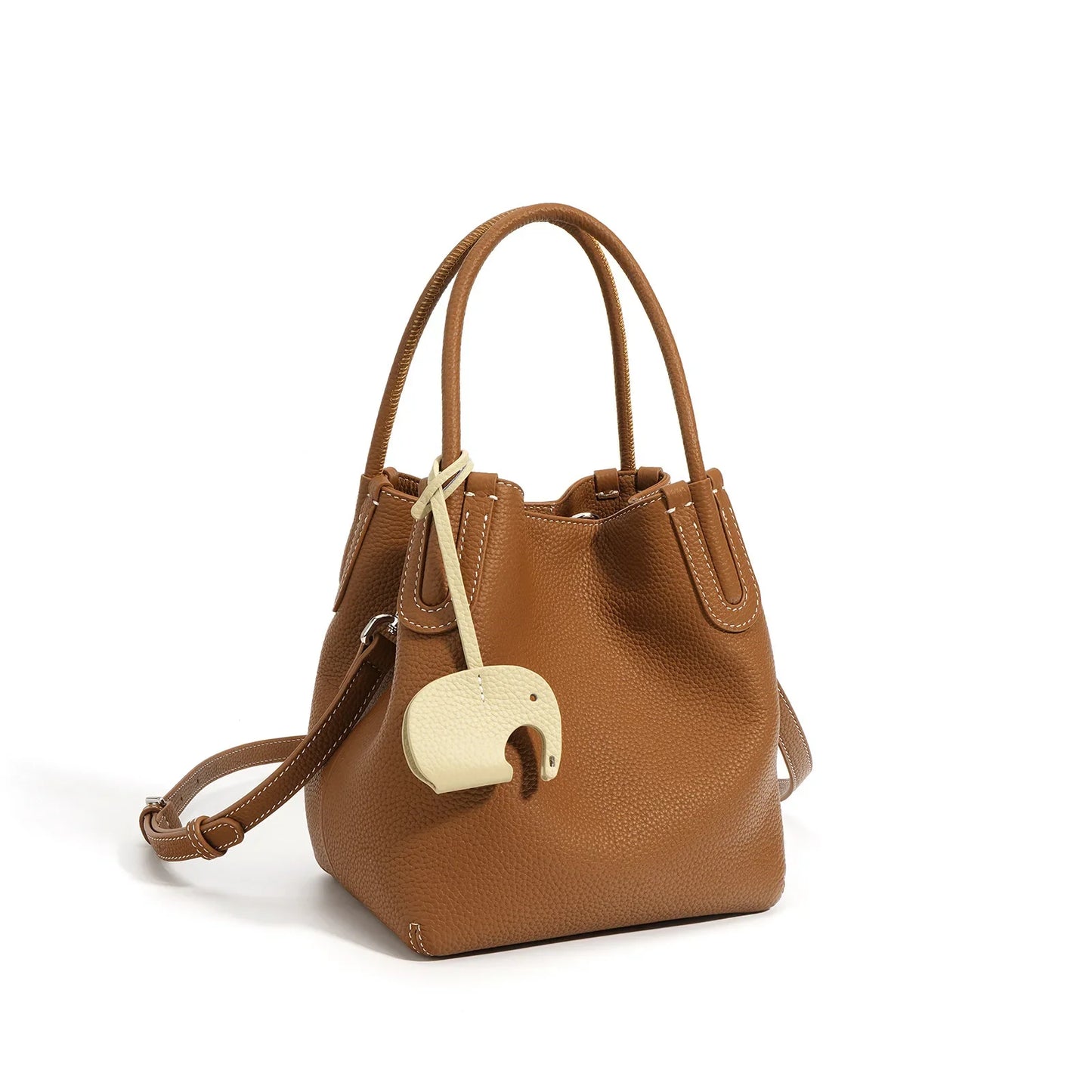 Head Layer Cowhide Bucket Bag | Soft Leather Commuter Crossbody Luxegan