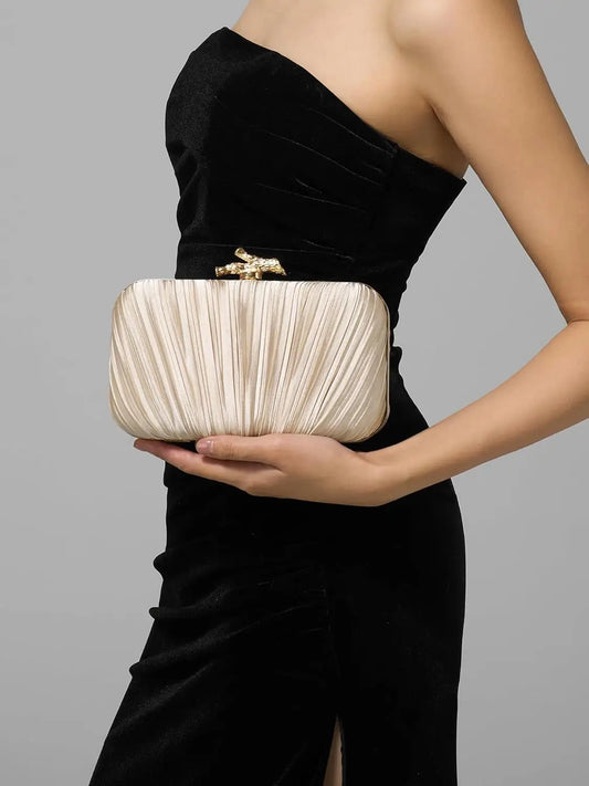 Pleated Hand-held Dinner Bag | Sophisticated "Horizontal Square" Silhouette | Elegant Socialite Evening Bag | "Dignified" High-Performance TPU Essential for Radiant Versatile Styling Luxegan