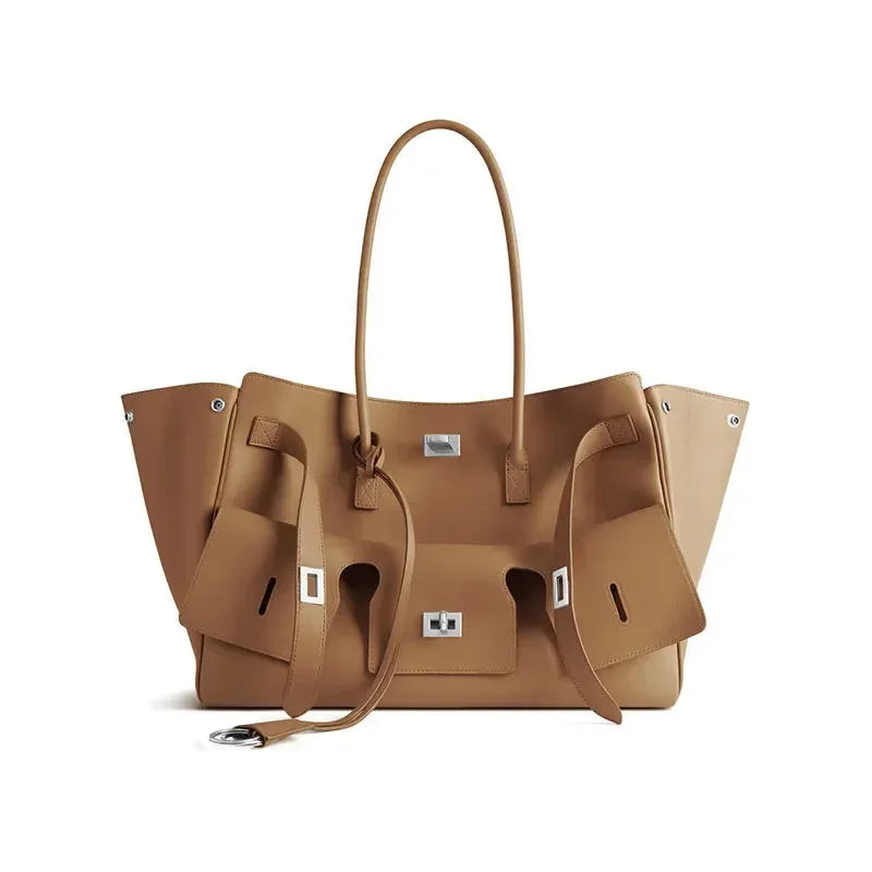 Luxury Wings Style Synthetic Leather Shoulder Bag,Large Capacity Commuting Women Tote Bag,Punk Buckle Simple Versatile Handbag