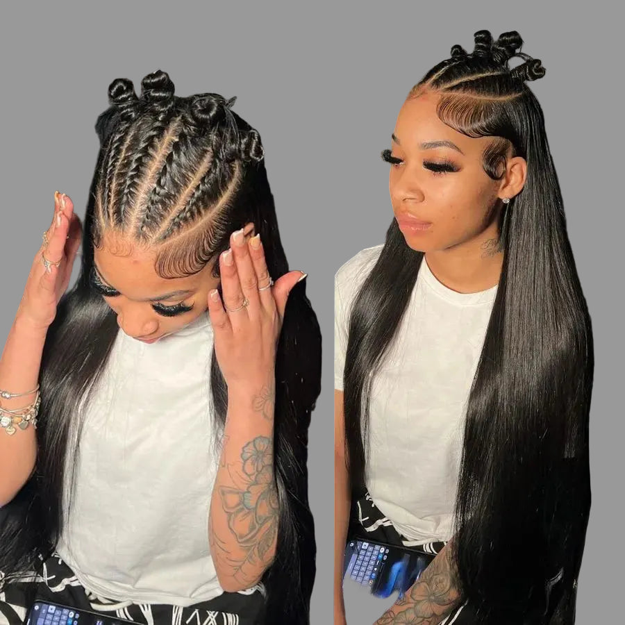 13x6 HD Straight Wig | Sophisticated "Melt Skins" Transparent Lace Frontal | Elegant "Glueless" Brazilian Human Hair | "Dignified" 26+ Inch Pre-Plucked Remy Wig for Radiant Versatile Styling Luxegan