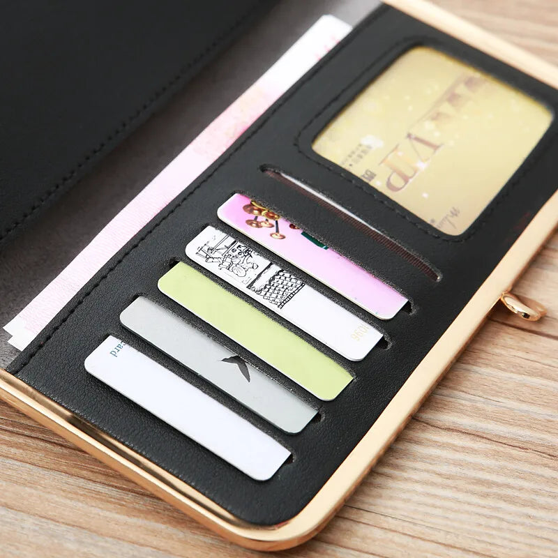 Women's Long Wallet Crown Style Hasp Zipper Money Bag Pouch Female Envelope Coin Purse ID Cards Holder Portable Clutch Handbag
