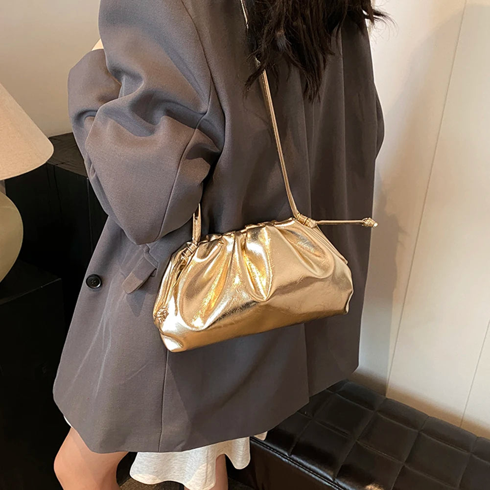 Small Luxury Design Women's Bag | Ruched Dumpling Clutch & Soft PU Leather Handbag Luxegan