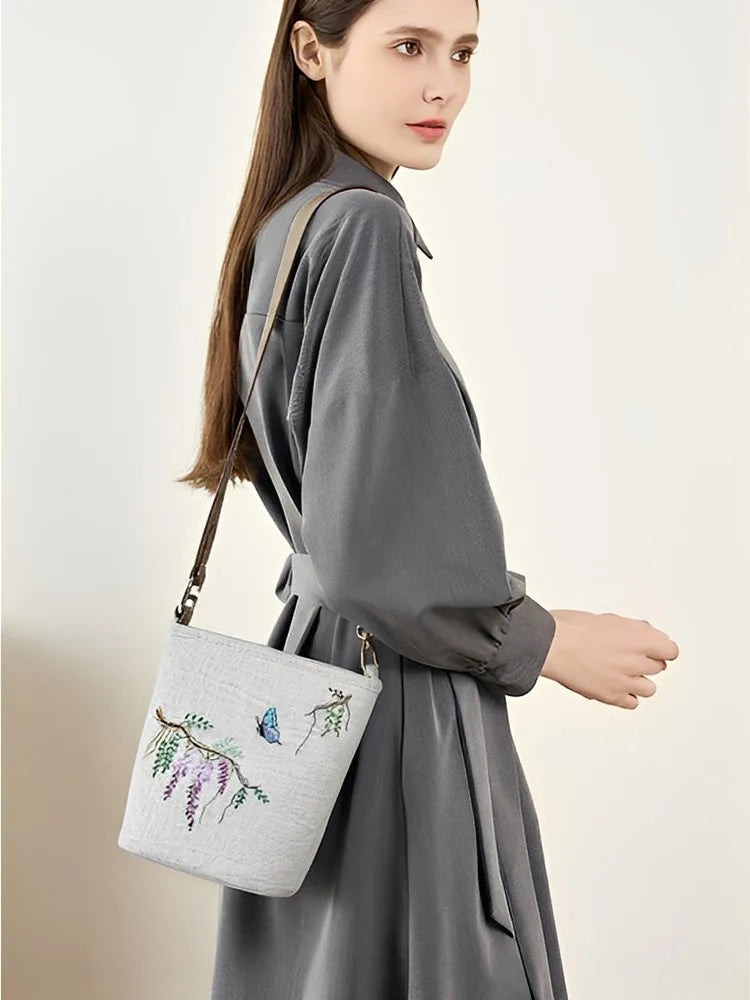 Women's Shoulder Bag Luxury Handbag Chinese Intangible Cultural Heritage | Three-dimensional Embroidery Tote Crossbody Bag Lady Luxegan