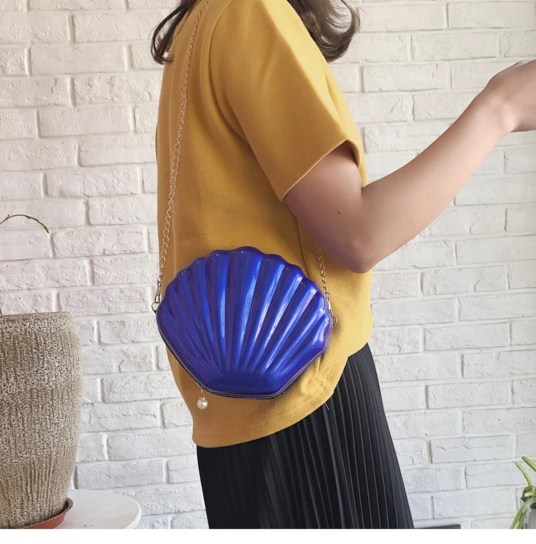 PVC Sequined Shell Crossbody Bag | Cute Chain Shoulder & Phone Money Pouch Luxegan