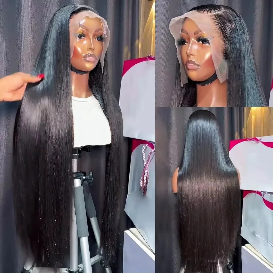 Bone Straight HD Lace Frontal Wig - 13x6 Transparent Swiss Lace Front Wig - Pre-Plucked Glueless Brazilian Remy Human Hair Wig for Women (30-40 Inch On Sale) Luxegan