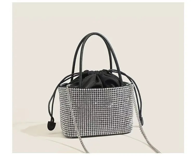 Glamorous Rhinestone Pearl Stage Bag | Women's Sparkly Evening Clutch & Luxury Performance Purse (Large Capacity Crossbody Shoulder Bag) Luxegan