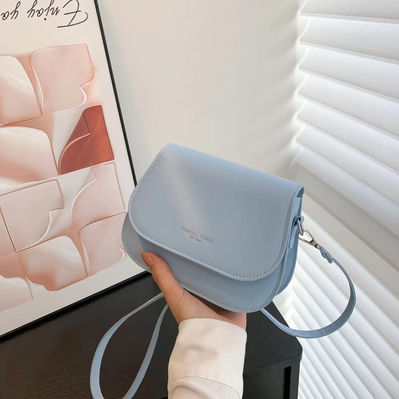 Vintage PU Leather Saddle Bag | Small Handbag with Lettering Luxegan
