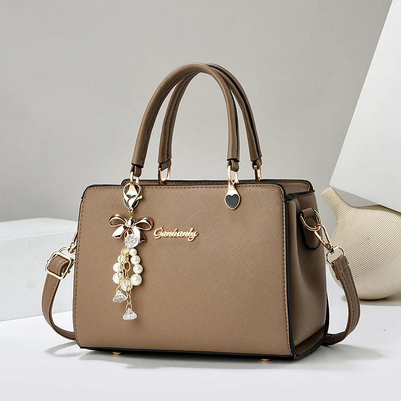 New Women’s Fashion Shoulder Bag | Portable PU Leather Bucket Handbag | Ladies' Messenger Crossbody Bag with Flap Pocket | Soft Square Designer Tote with Multi-Pocket Interior Luxegan