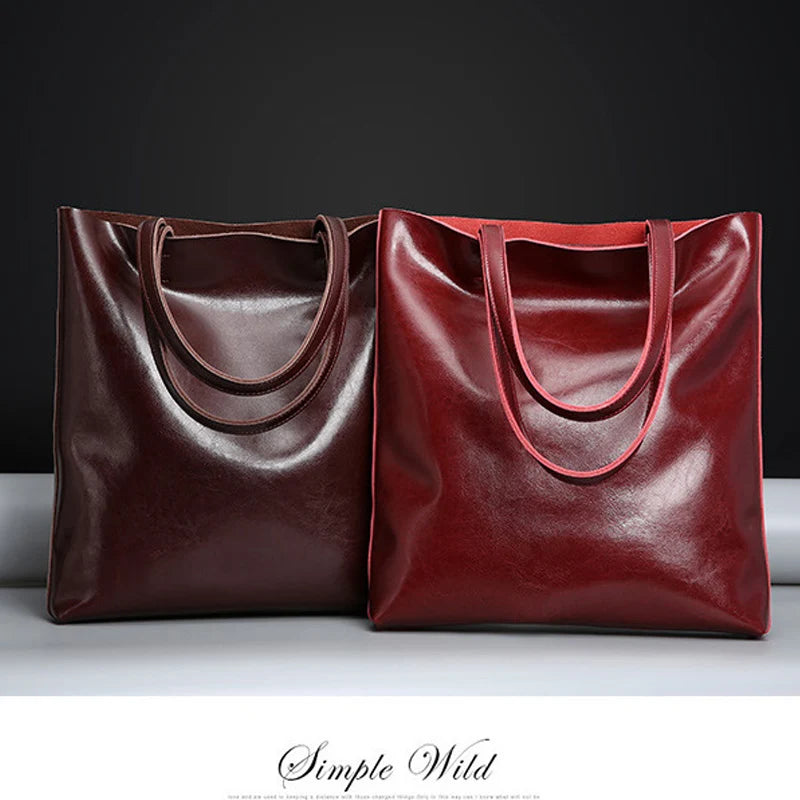Cow Leather Vintage Handbag | Genuine Leather Shoulder & Office Tote Bag Luxegan