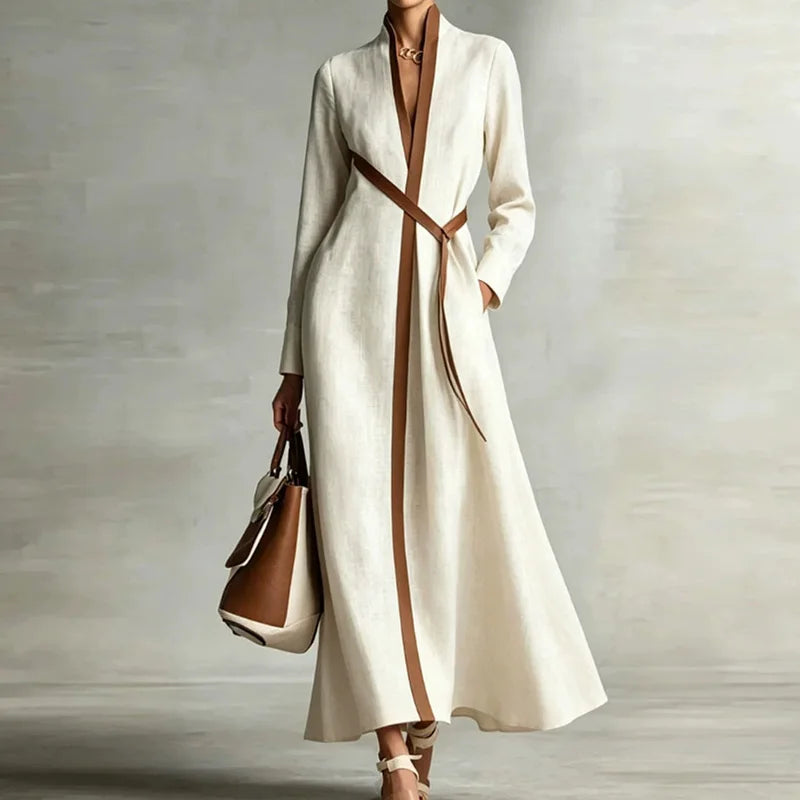V-Neck Sleeveless Patchwork A-Line Loose Ankle-Length Maxi Dress | Elegant Chic Holiday Party Dress Luxegan
