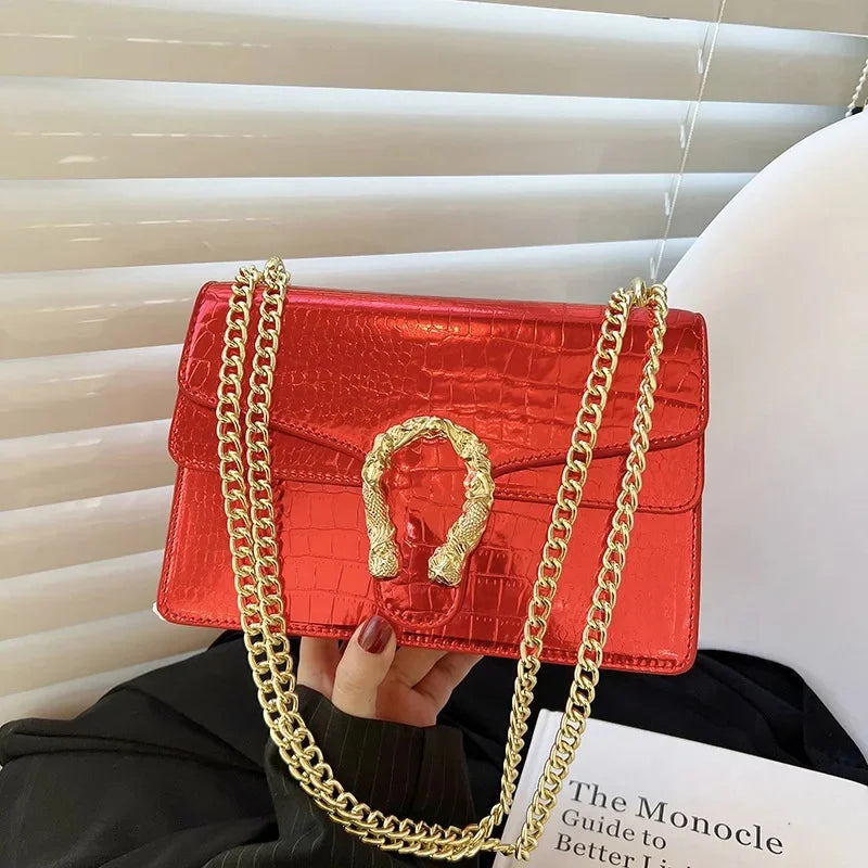 Hot Sale: New Crocodile Pattern Women's Bag | Simple Chain Crossbody & High-End Handbag Luxegan