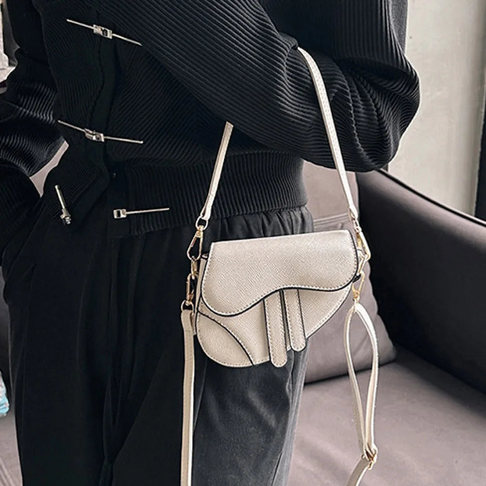 Mini Solid Saddle Crossbody | Soft Fashion Messenger Bag Luxegan