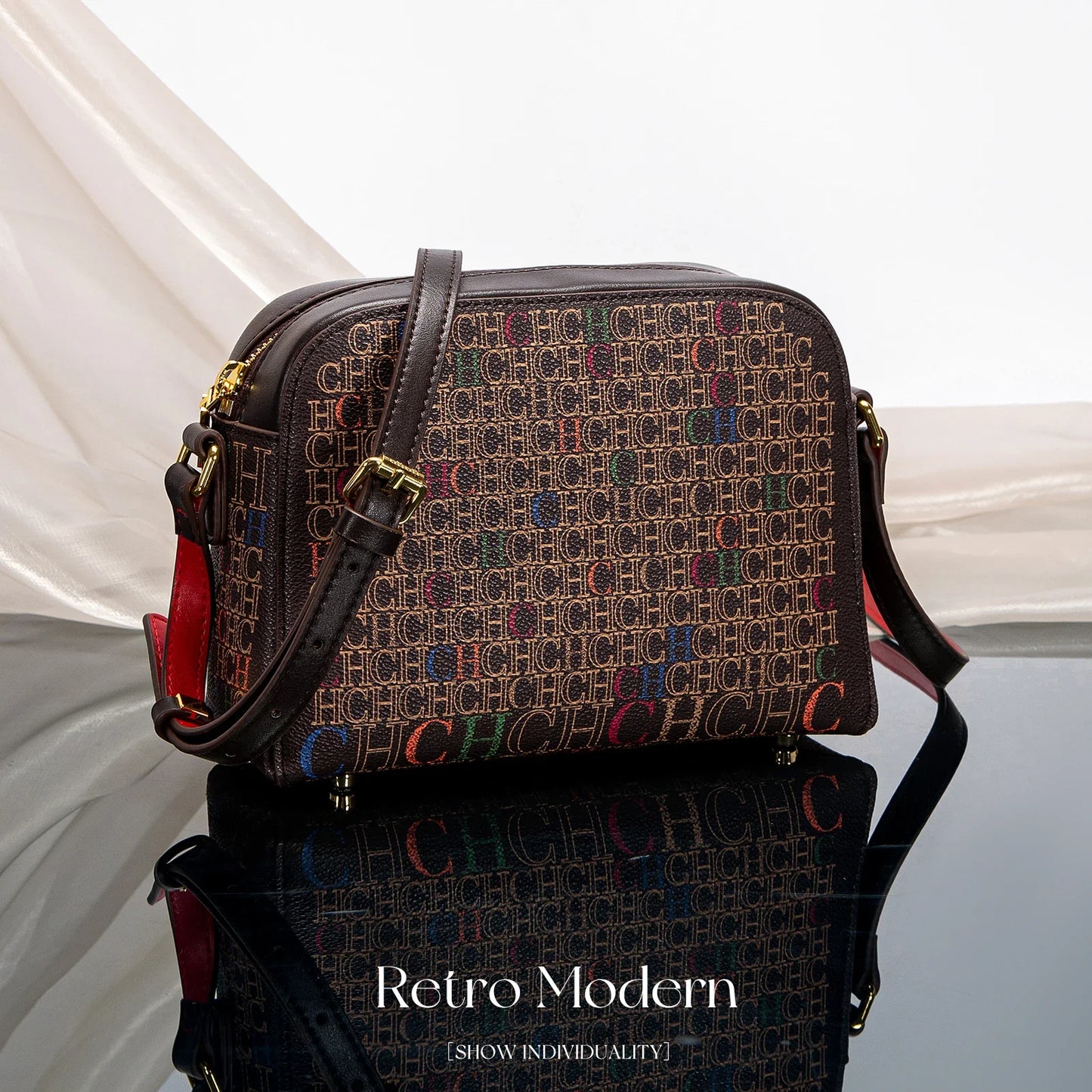 Classic Square Print Shoulder Bag | Soft PVC Designer Handbag Luxegan
