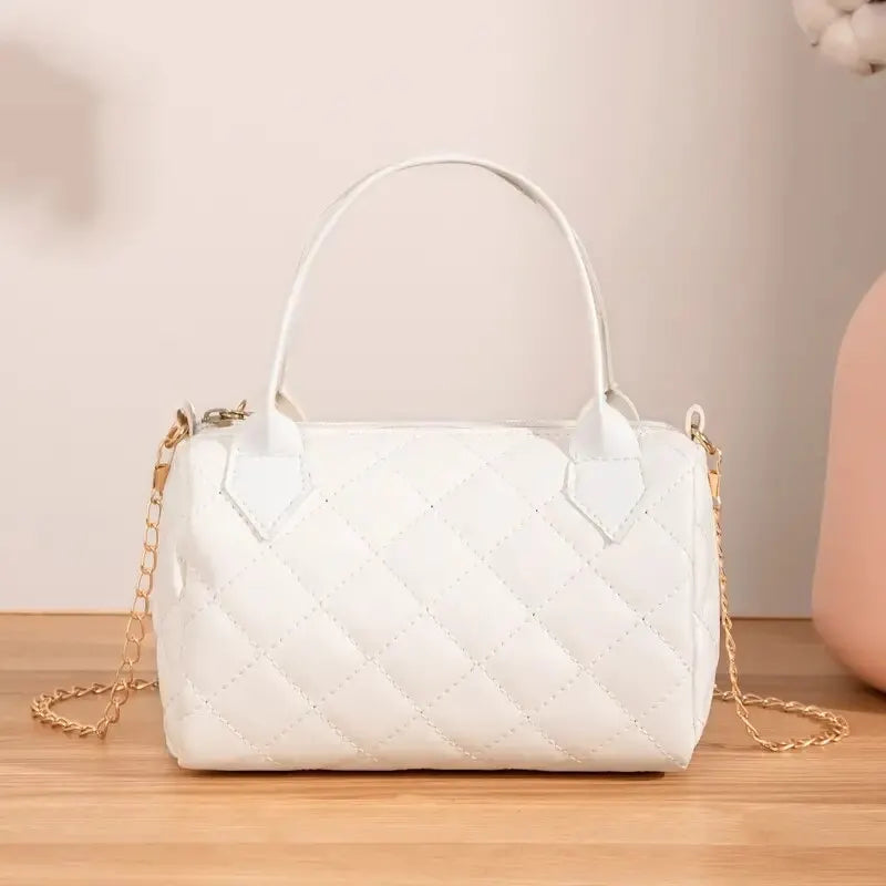 Quilted Crossbody Bag | Convertible Chain Strap & Classic Satchel Handbag Luxegan