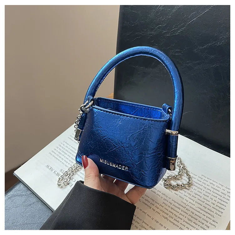 Luxury Women's Summer Mini Square Bag | Fashion HARD PU Leather Shoulder Crossbody Purse with Chain Detail Luxegan