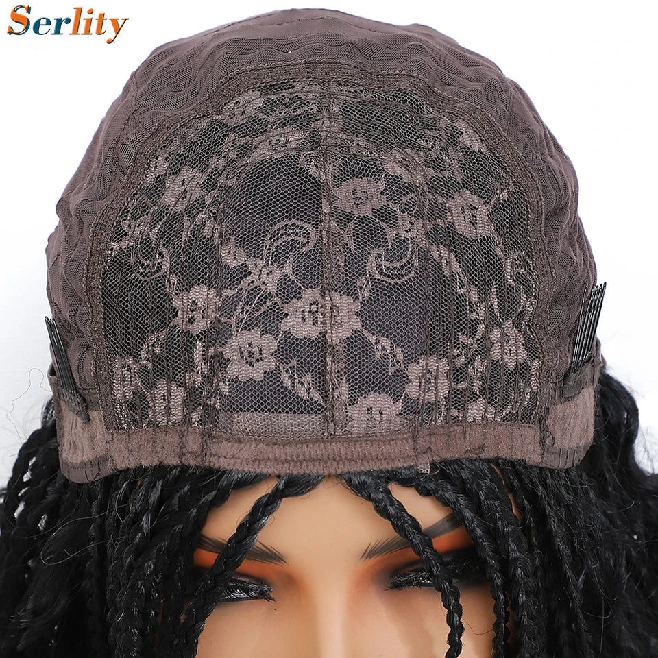 New Style Bob Box Braided Wigs For Black Women 12inches Synthetic Box Braids Crochet Hair Wigs On Sale Clearance Short Black Wig Luxegan