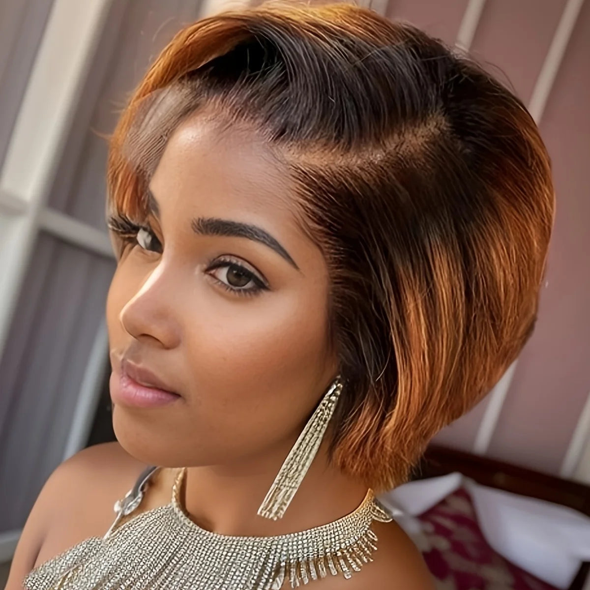 Pixie Curly Short Bob Wig | Sophisticated 13x4 Lace Frontal Silhouette | Elegant "Transparent Lace" Pixie Cut | "Dignified" Swiss Lace Burmese Human Hair Wig for Radiant Versatile Styling Luxegan