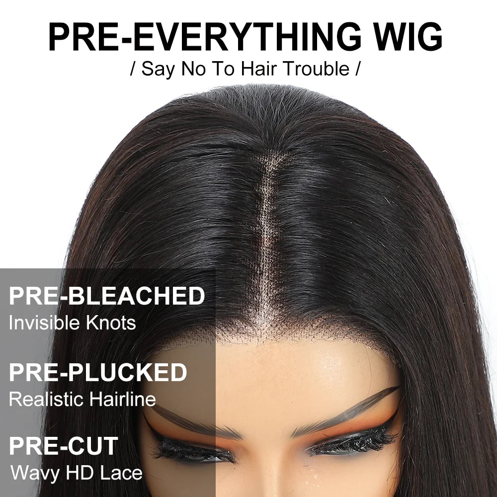 Sleek Bone Straight Glueless 4x6 HD Transparent Lace Bob Wig | 200% Density Pre-Plucked & Pre-Cut Swiss Lace Wig | 100% Brazilian Remy Human Hair Wear-and-Go Bob for Women Luxegan