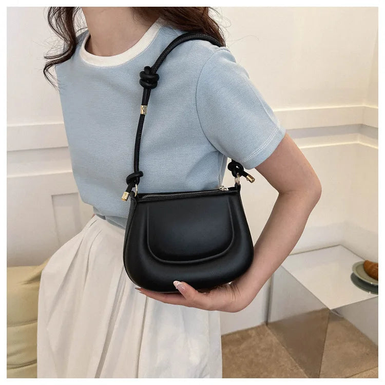 Soft PU Leather Ladies Crossbody Bag | Women's Purple Underarm Bag & Retro Solid Color Handbag (Fashion Design Girl Small Shoulder Bag) Luxegan