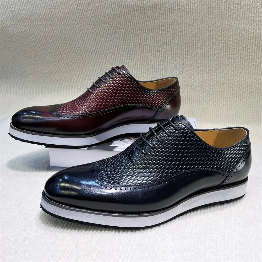 Men's Handcrafted Full Grain Leather Loafers | Sophisticated Cap Toe Oxford Casual Shoes | Elegant "Full Grain Calfskin" Silhouette | "Dignified" Breathable Flat Sneakers for Radiant Versatile Daily & Office Wear Luxegan