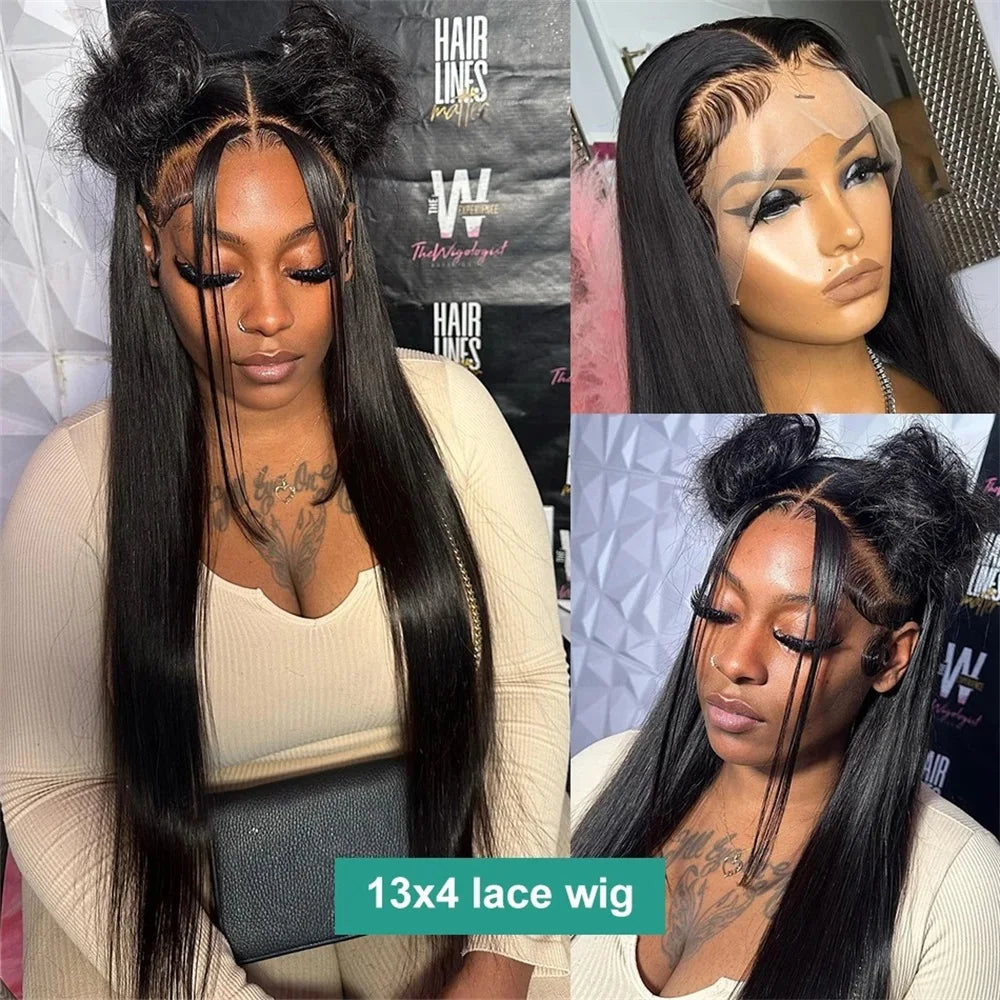 Bone Straight Glueless Lace Closure Wig | 180% Density Pre-Cut & Pre-Plucked Swiss Lace Wig | 100% Brazilian Remy Human Hair 6x4 or 5x5 Wear-and-Go Straight Wig for Women Luxegan
