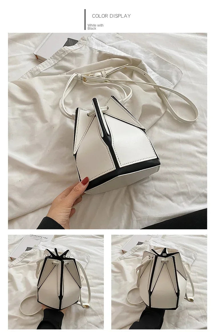 Women’s Niche Foldable Bucket Bag | Sophisticated Multifunctional Messenger Handbag | Elegant Urban Simplicity Shoulder Bag | Luxury Microfiber Synthetic Leather Portable Purse with "Dignified" Stereoscopic Build Luxegan