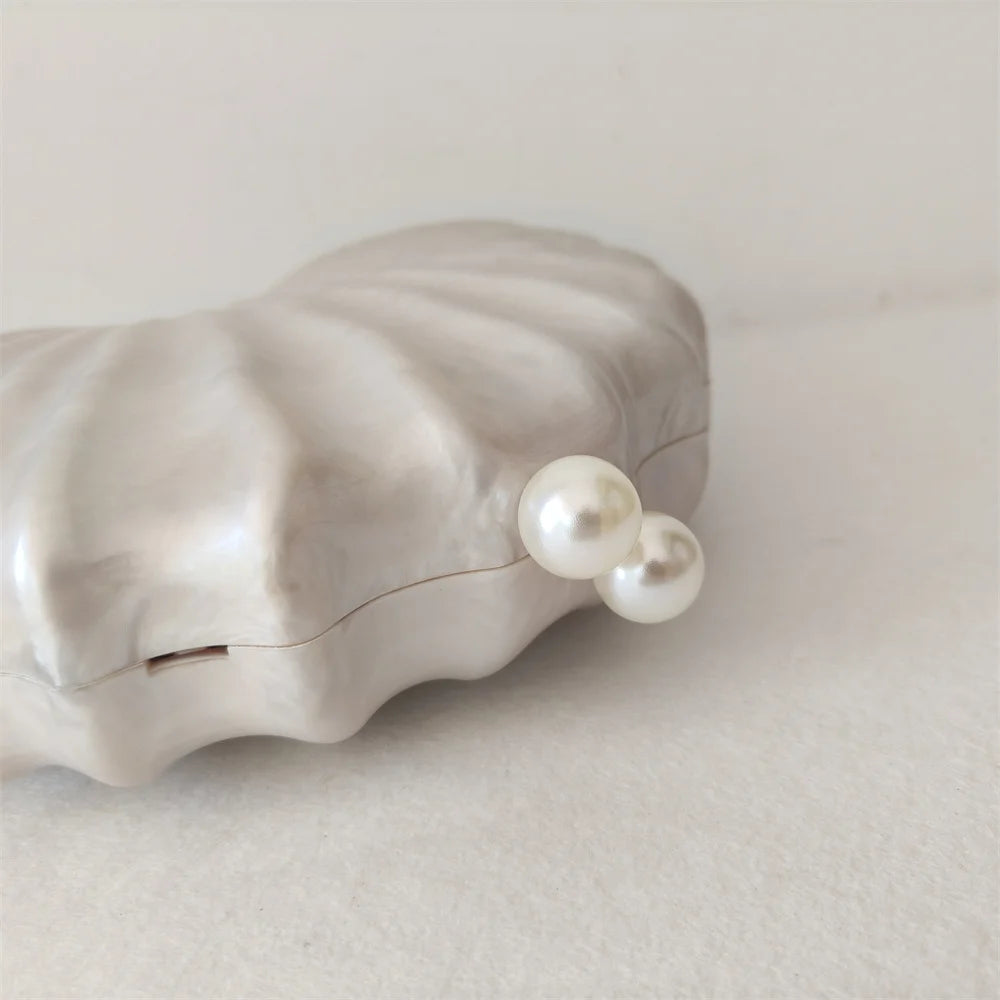 Original Acrylic Beaded Clutch | Half-Moon Shell Shoulder Bag Luxegan