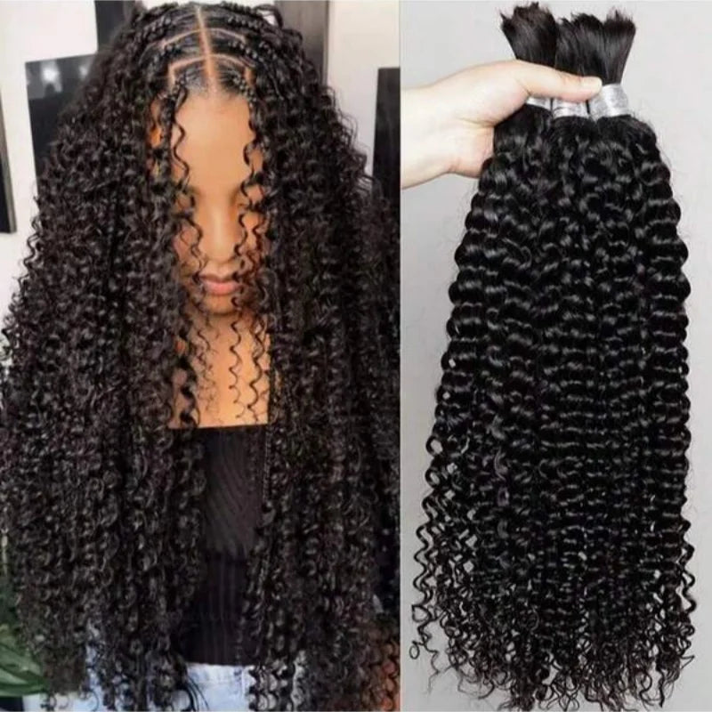 Deep Wave Human Hair Bulk for Braiding – 2 Bundles | Boho Braids | 12–28in | Natural & Chocolate Brown