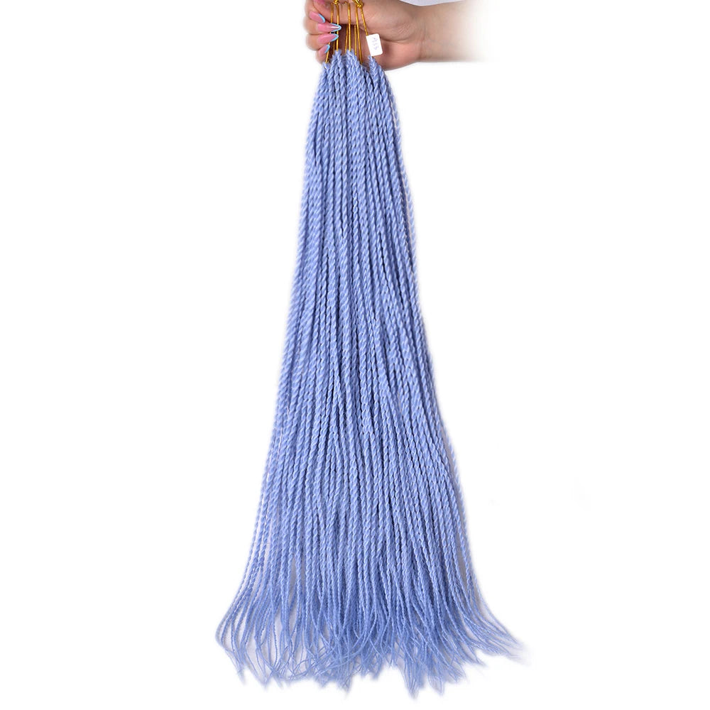 24-Inch Long Ombre Box Braids Crochet Hair - Pre-Looped Synthetic Braiding Hair Extensions - High Temperature Fiber 22 Strands/Pack Piano Color Crochet Braids for Women & Girls (27 Colors Available)