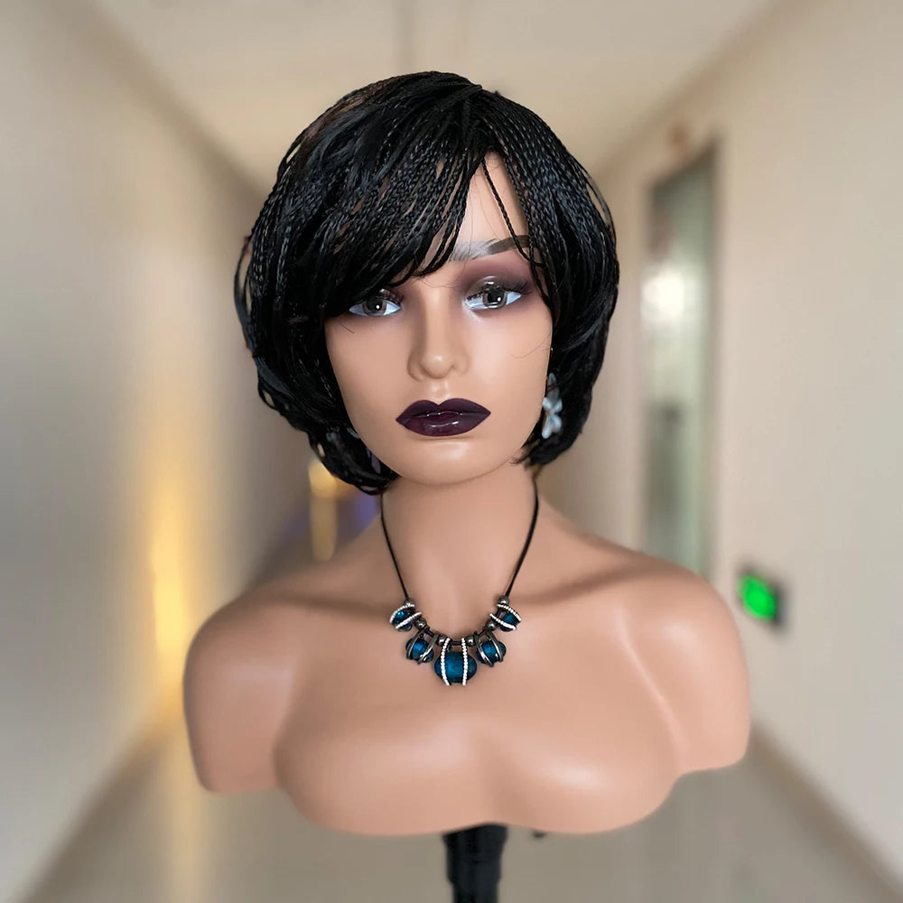 Pixie Cut Box Braided Twist Wig | Crochet Braids | 1B