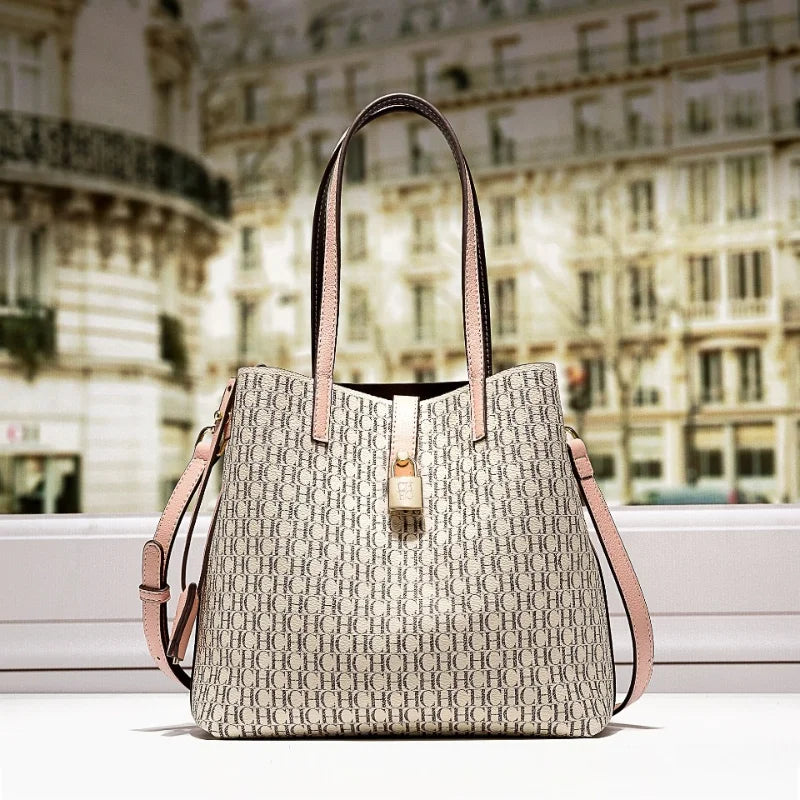 Premium Versatile Leather Crossbody Bag | Ladies Large Capacity Daily Commuter Tote Bag (Letter Print Design, Fashion Casual) Luxegan