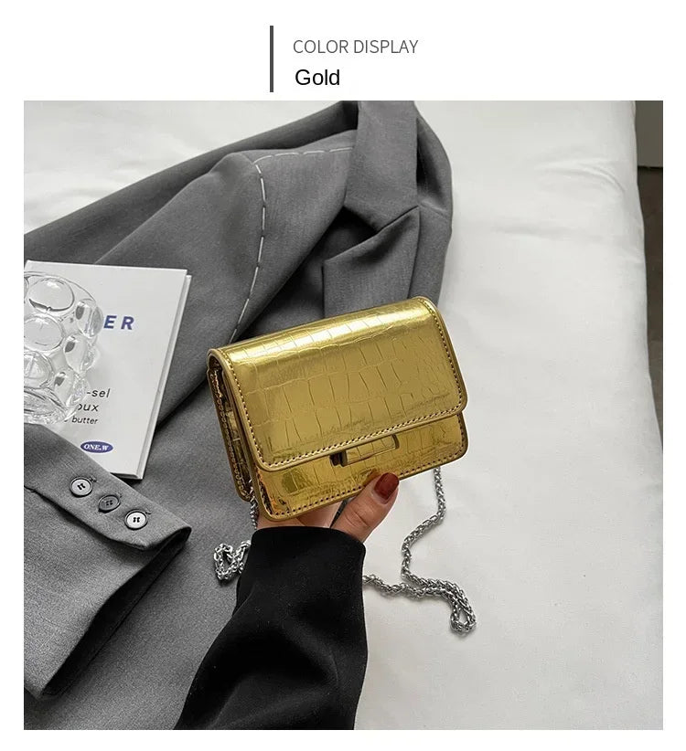 Vintage Chain Crossbody Bag | Chic PU Leather Mini Satchel Luxegan