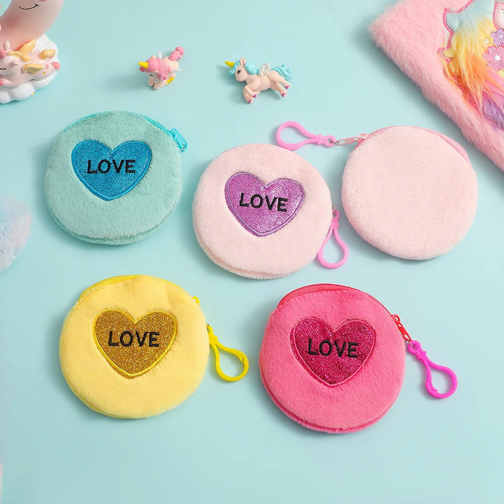 Mini Polyester Round Love Coin Purse | Valentine's Day Gift Keyring Wallet Luxegan