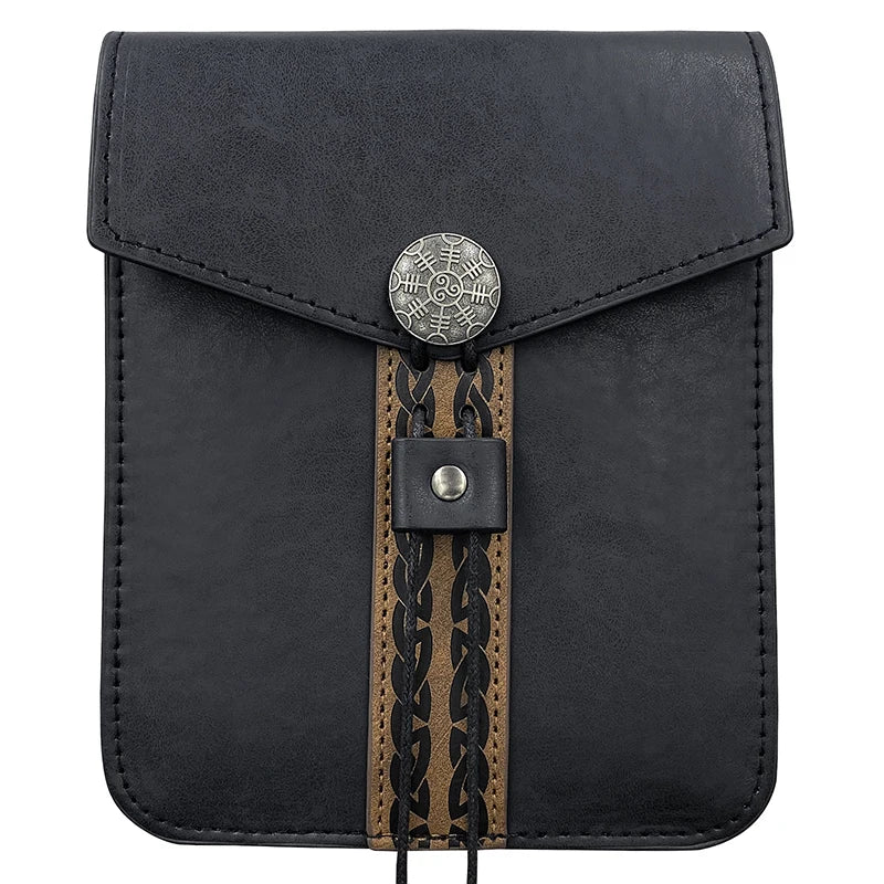 Bolso de cintura medieval Retro Punk, monedero portátil para hombres y mujeres, riñonera, hebilla de cuero estilo vikingo, bolso cuadrado, accesorios de disfraz