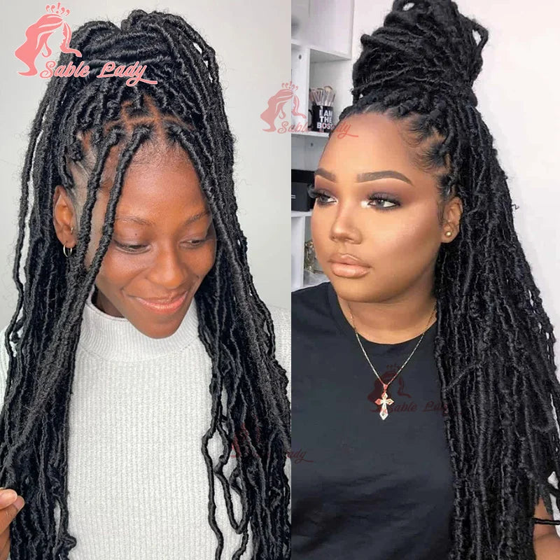 Long 40" Synthetic Knotless Braided Wigs Dreadlock Locs Braids Wigs for Black Women Twist Box Braids Full Lace Front Wig African Luxegan