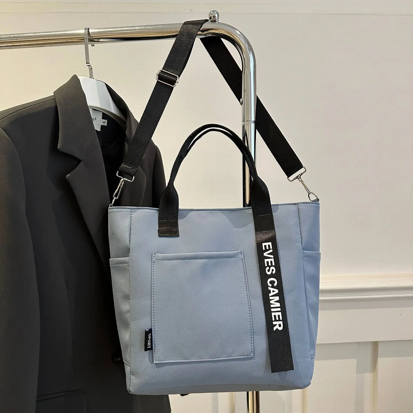 Nylon Letter Casual Tote | Hard Waterproof Large Capacity Messenger Bag Luxegan