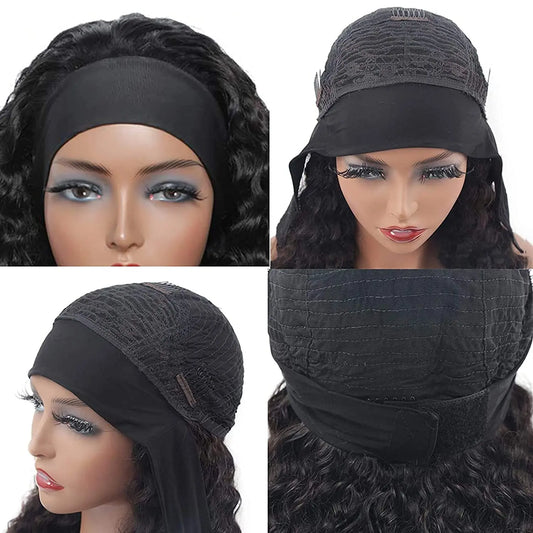 Kinky Curly Headband Wig | Sophisticated 250% Density "Easy-To-Go" Silhouette | Elegant "Full Machine Made" Glueless Hairpiece | "Dignified" Long Brazilian Remy Human Hair Wig for Radiant Versatile Styling Luxegan