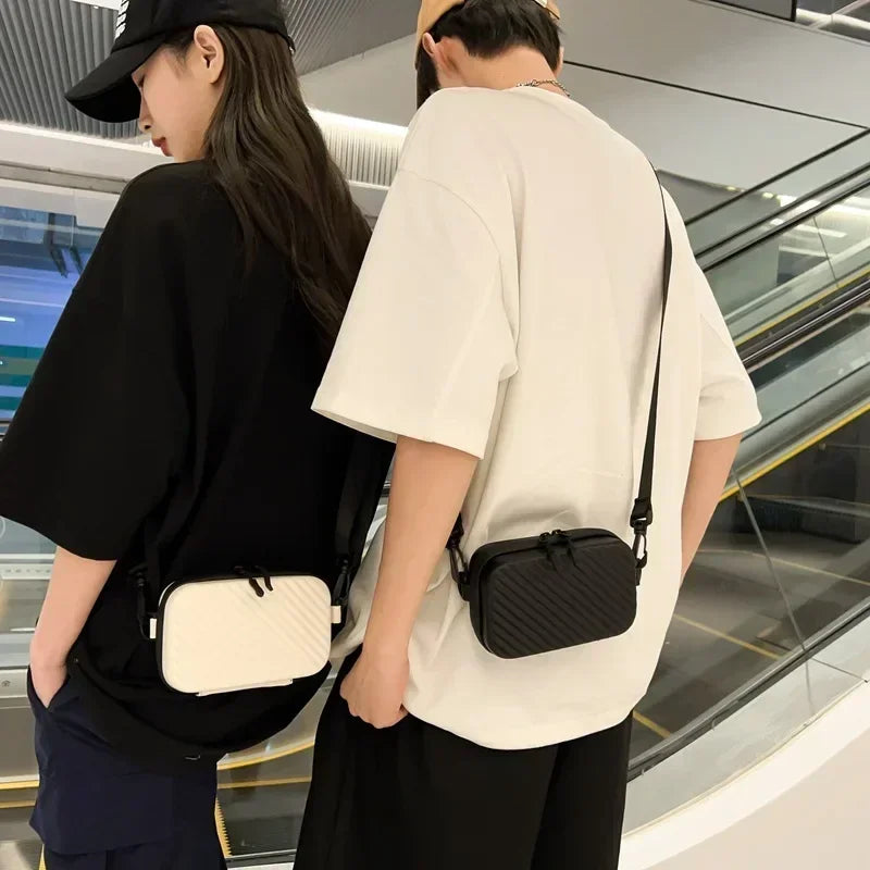 PU Leather Solid Box Bag | Soft Lightweight Casual Unisex Messenger Bag Luxegan