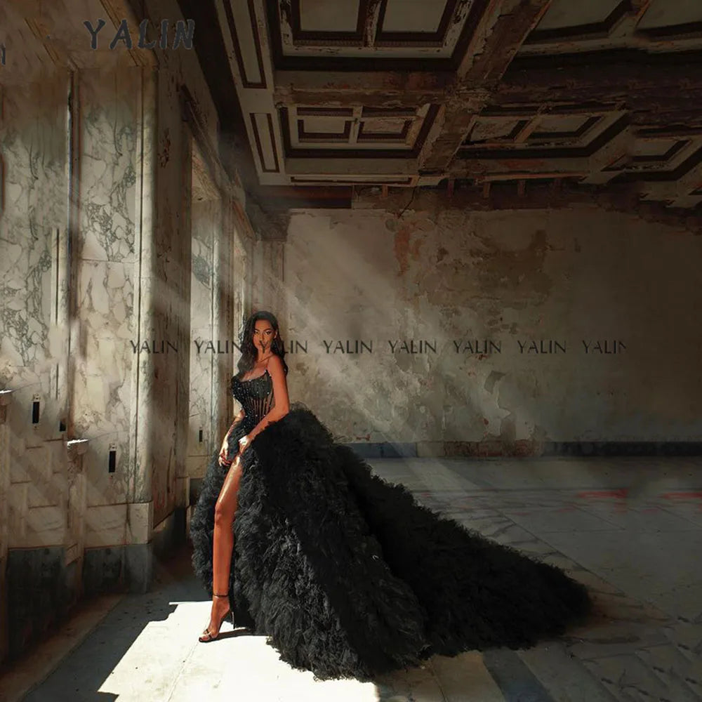 Sweetheart Slim Fit Evening Dress | Sleeveless Side Slit Floor-Length Haute Couture Gown Luxegan