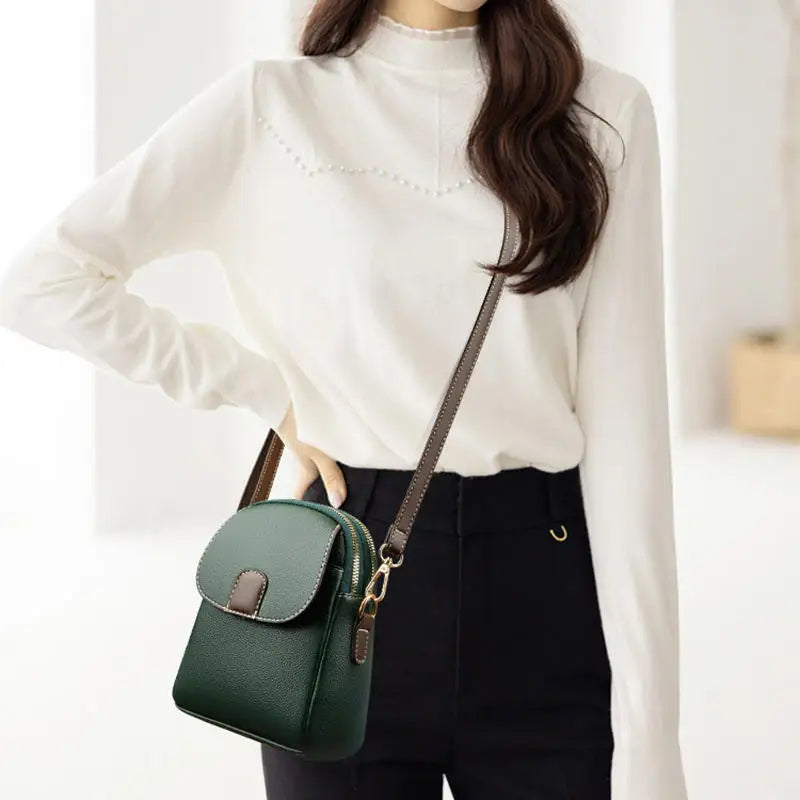 Fashion Leather Crossbody Bag for Women | Mini Shoulder Bag & Flip Zipper Messenger Bag (Students' Small Handbag) Luxegan