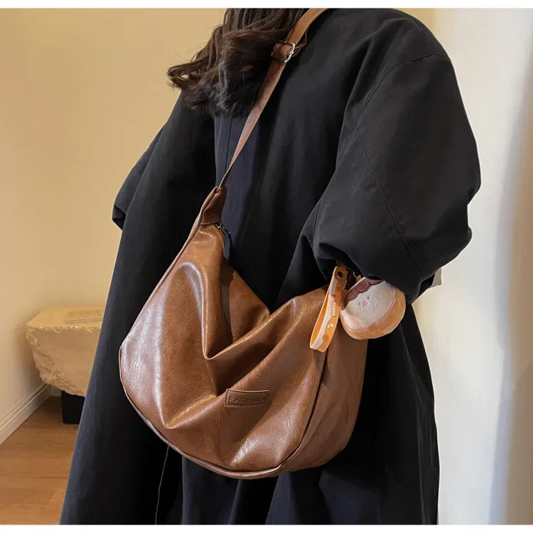 New Trendy Women's Crossbody Bag | Retro PU Leather Dumpling Shoulder Bag & Lightweight Tote Bag Luxegan